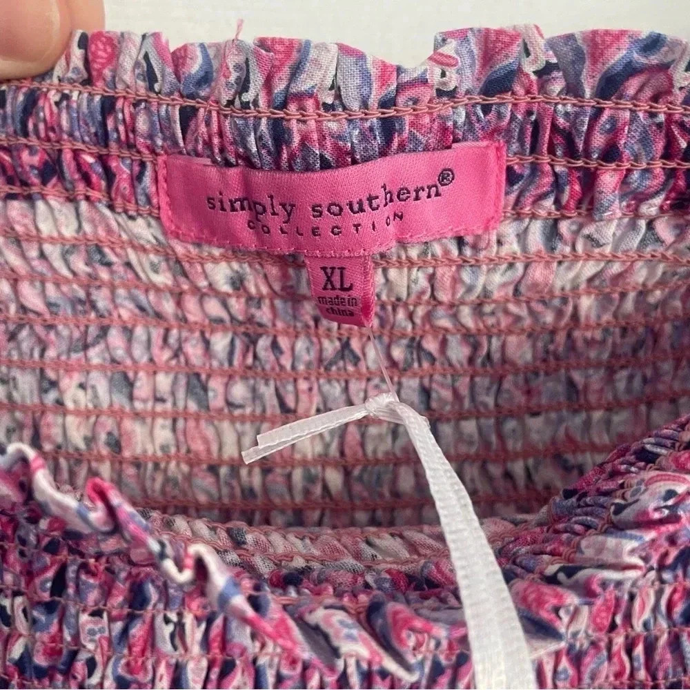 Simply Southern Women’s  Paisley Flared Patterned Purple and Pink Blouse Sz XL - Picture 6 of 7